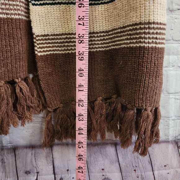 Easel Cardigan Womens Small To Lg Brown Open Front Hooded Fringe Hem Oversized - Picture 6 of 11